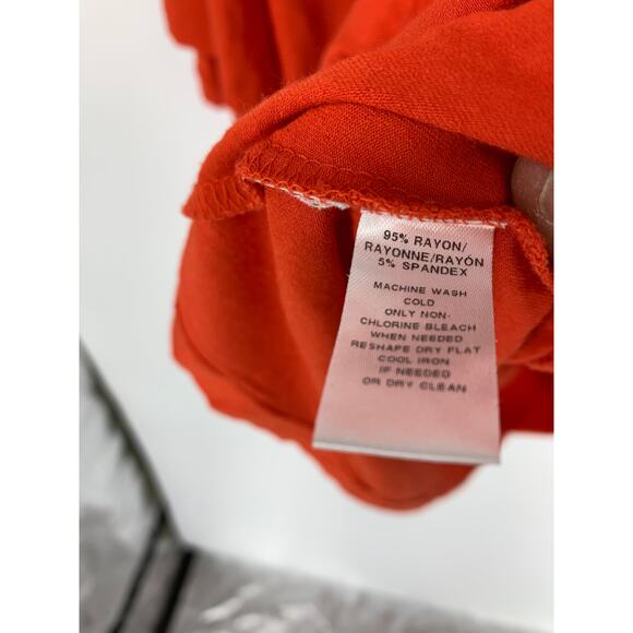 Loft Dress Women's Size XS Bell-Sleeve Stretch V-Neck Knit Red Orange - Picture 5 of 5